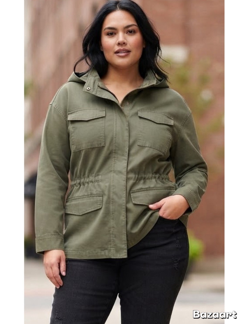 Ava & Viv Olive Green Utility Jacket Sz:3X